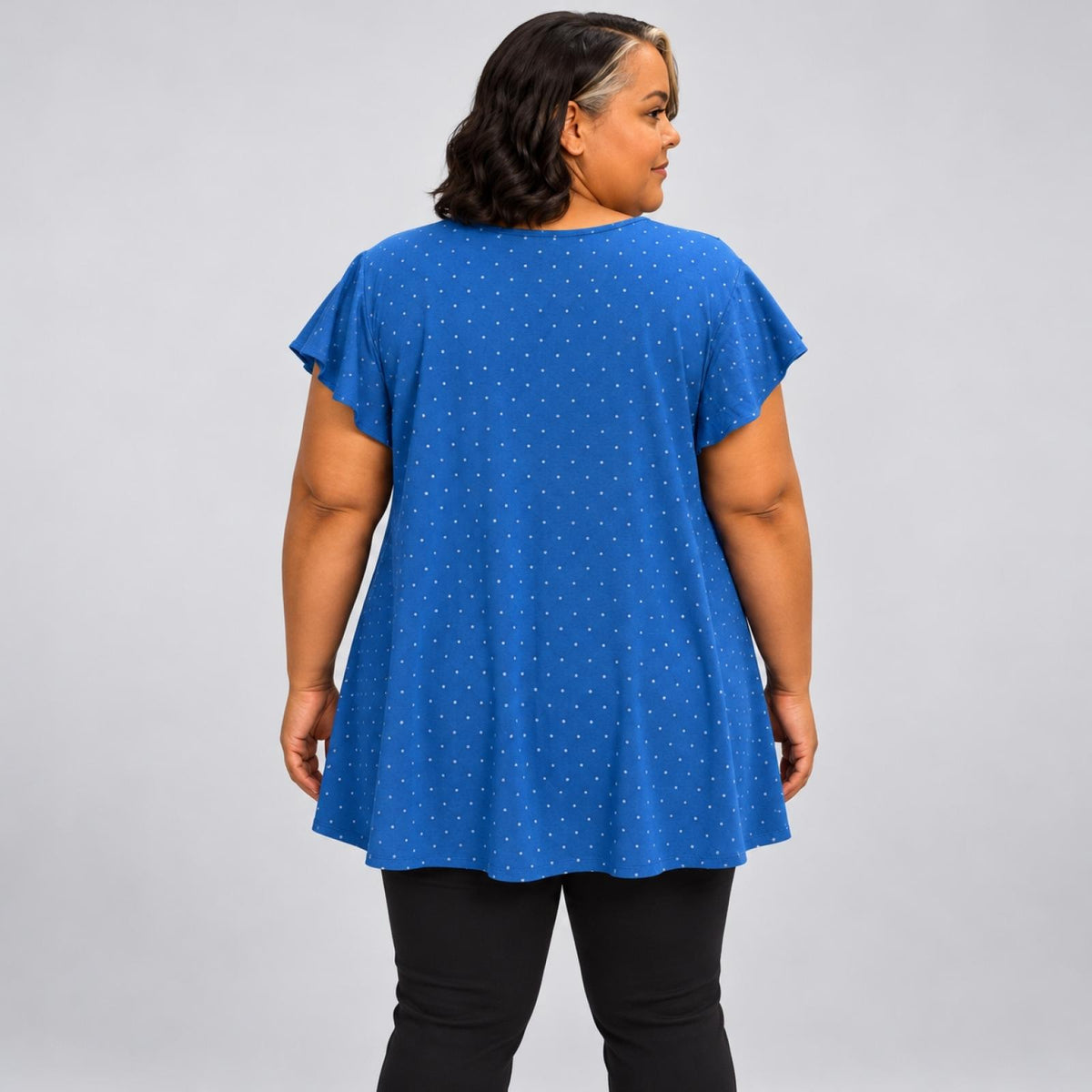 Top femme grandes tailles bleu volanté Modèle Camille - vue 3