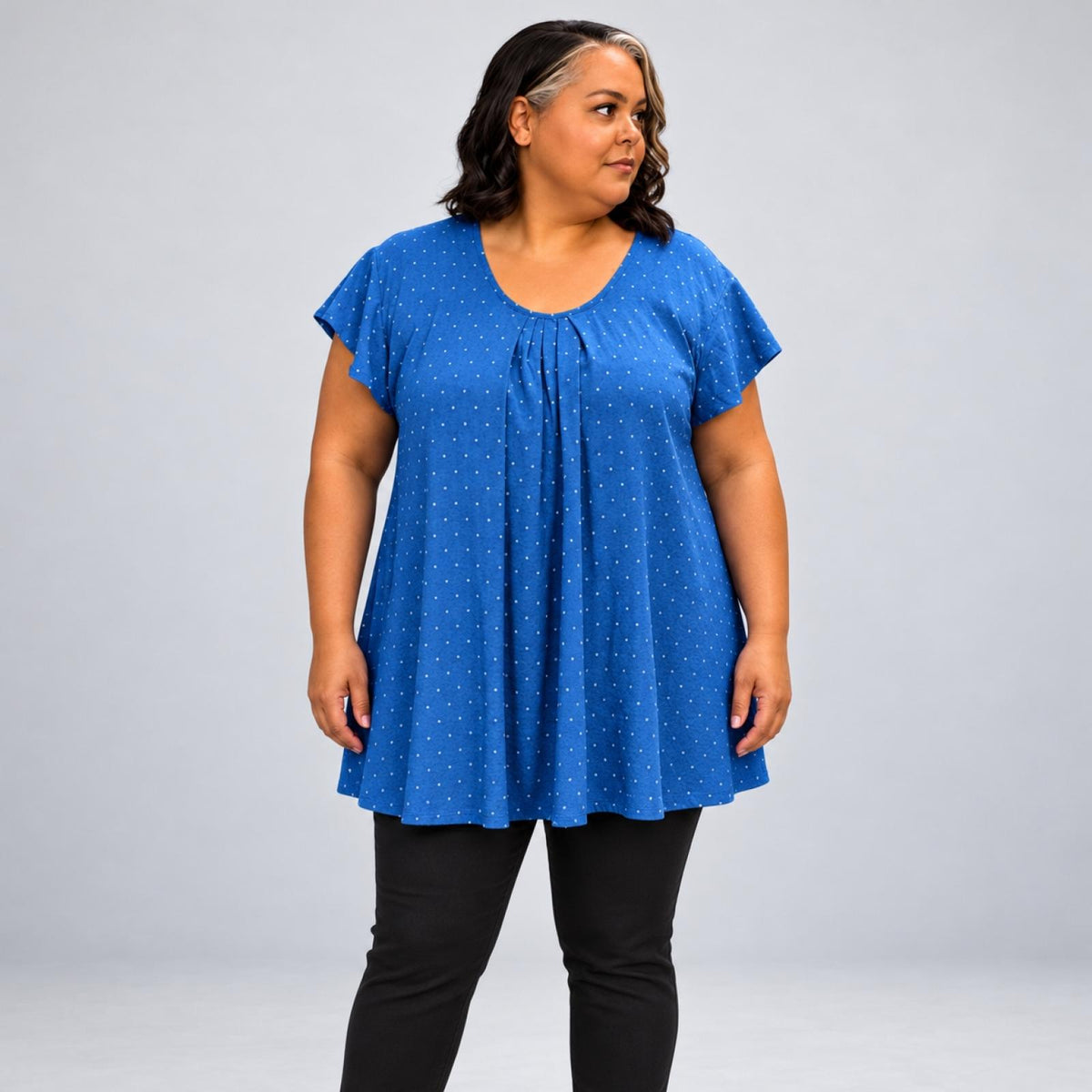 Top femme grandes tailles bleu volanté Modèle Camille - vue 4