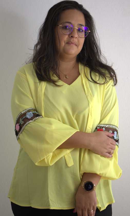 Top femme grandes tailles brodé jaune - vue 2