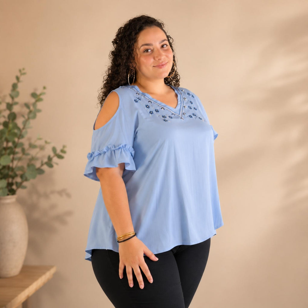 Top femme grandes tailles épaules dénudées Modèle Céleste