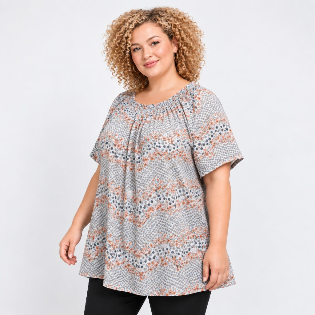 Top femme grandes tailles fleuri Modèle Eliana - vue 3