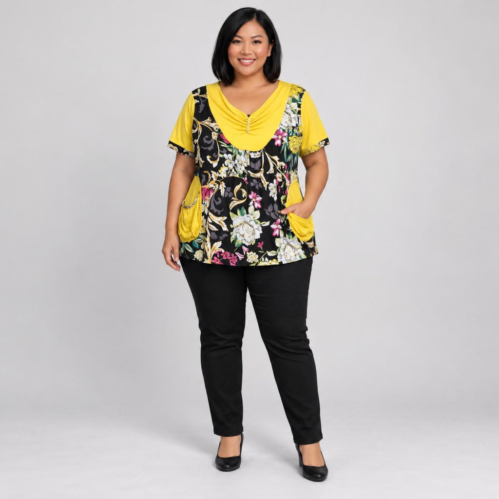 Top femme grandes tailles fleuri Modèle Margarette
