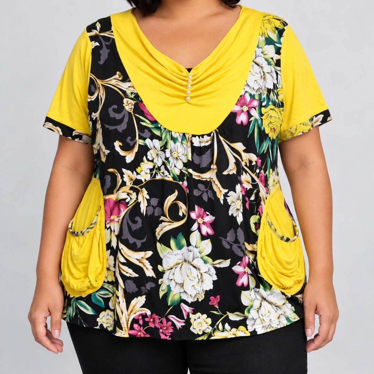 Top femme grandes tailles fleuri Modèle Margarette - vue 2