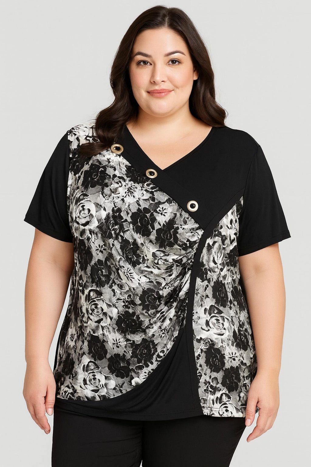 Top femme grandes tailles fleuri Modèle Minuit Sauvage - Santa Mode