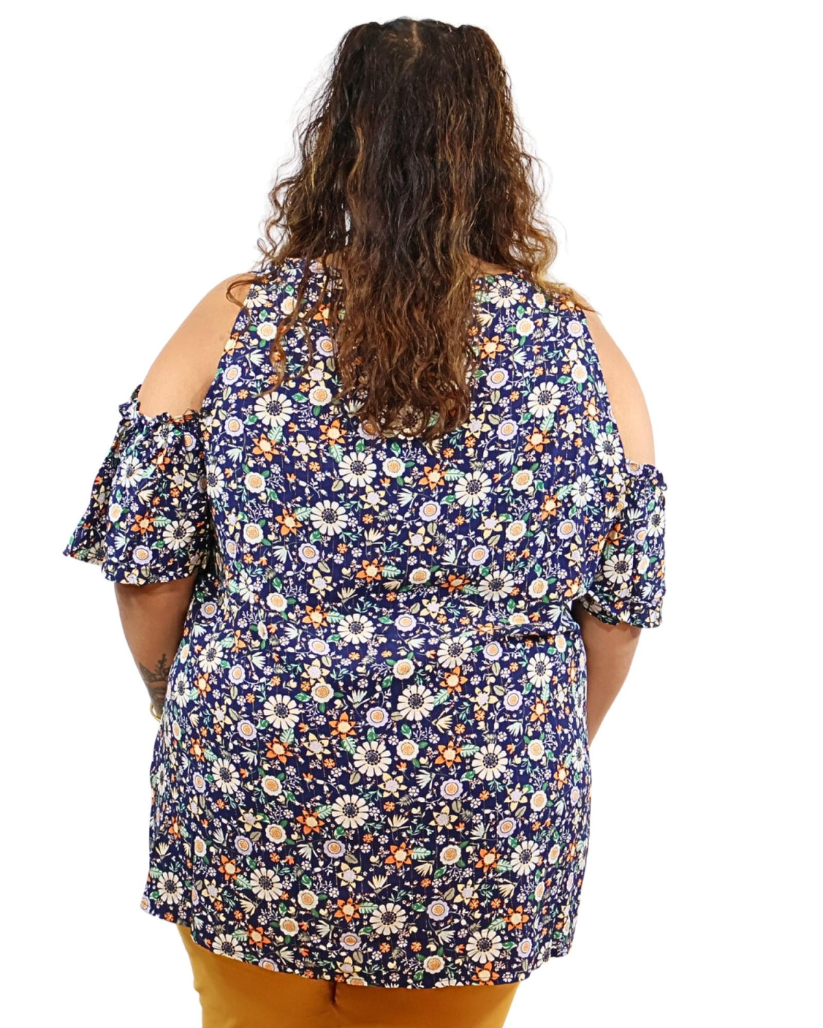 Top femme grandes tailles imprimé fleuri épaules dénudées Modèle Clarise - vue 3