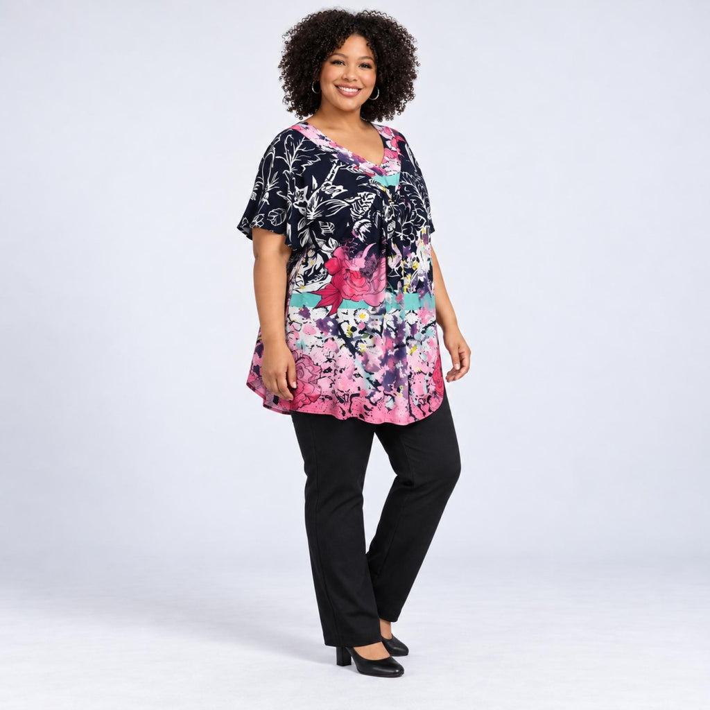 Top femme grandes tailles imprimé fleuri Modèle Rina