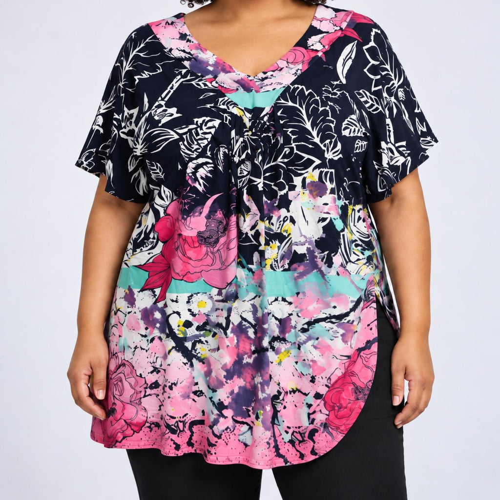 Top femme grandes tailles imprimé fleuri Modèle Rina - vue 2