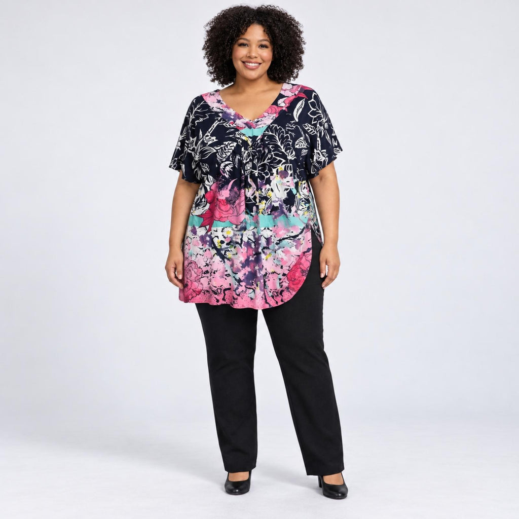 Top femme grandes tailles imprimé fleuri Modèle Rina - vue 4