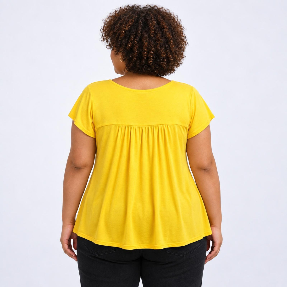 Top femme grandes tailles jaune décolleté cœur Modèle Espérensa - vue 2