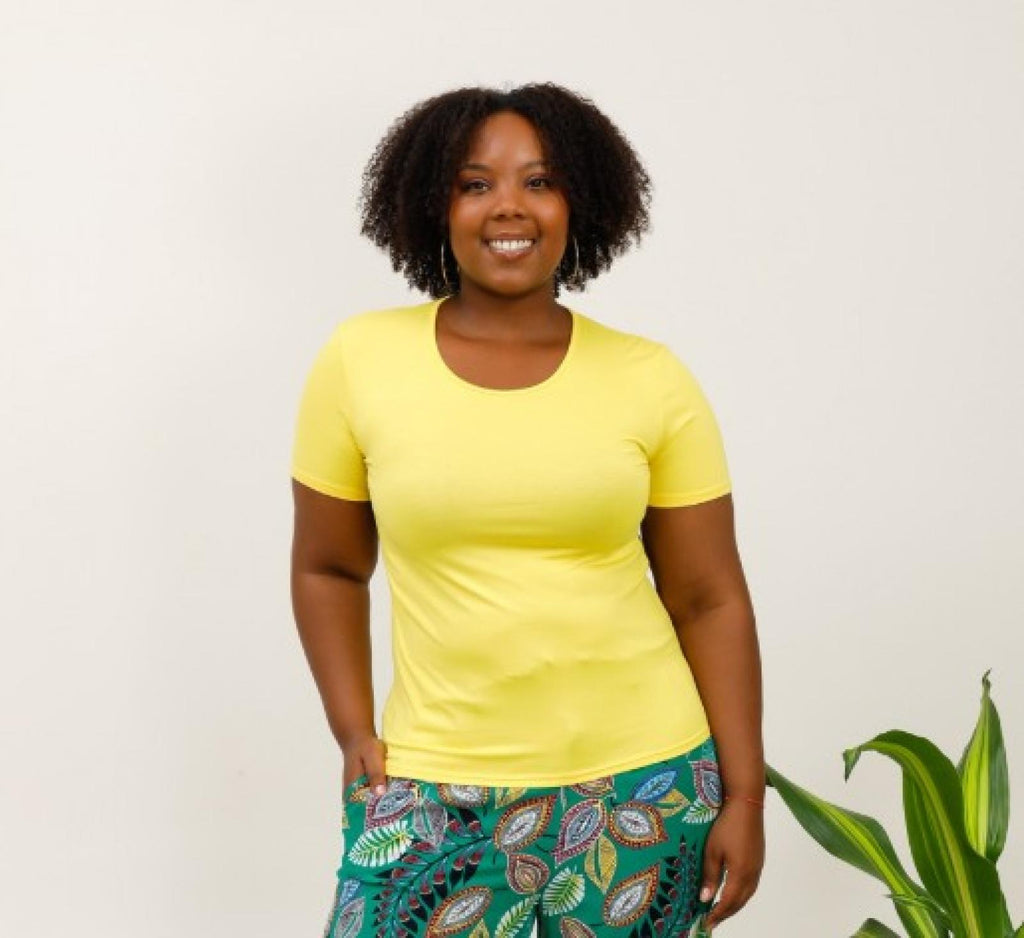 Top femme grandes tailles jaune Modèle Basic