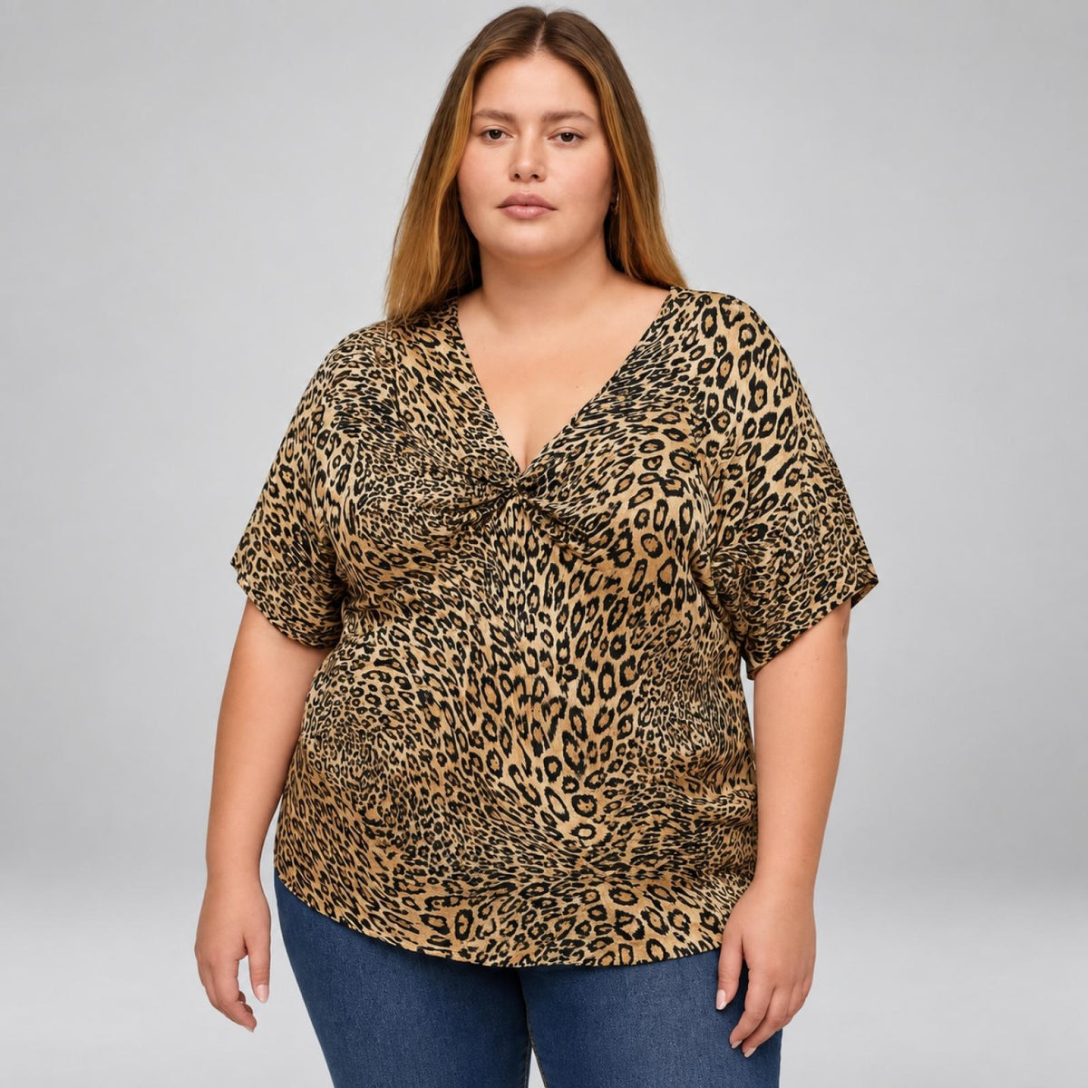 Top femme grandes tailles léopard Modèle Fauve Chic - Edmond Boublil