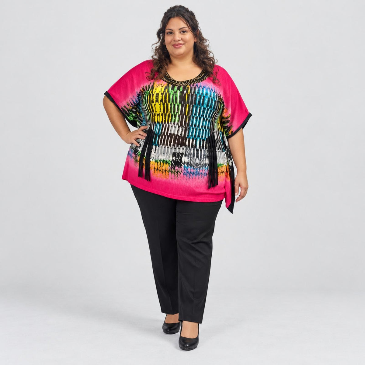 Top femme grandes tailles multicolore Modèle Leyi