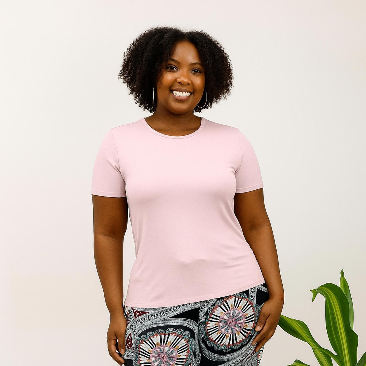 Top femme grandes tailles rose pâle Modèle Basic