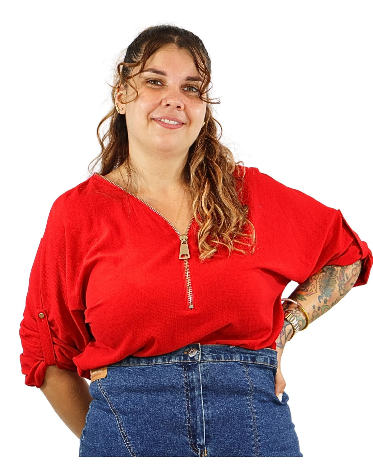 Top femme grandes tailles zippé Modèle Taslima - Santa Mode