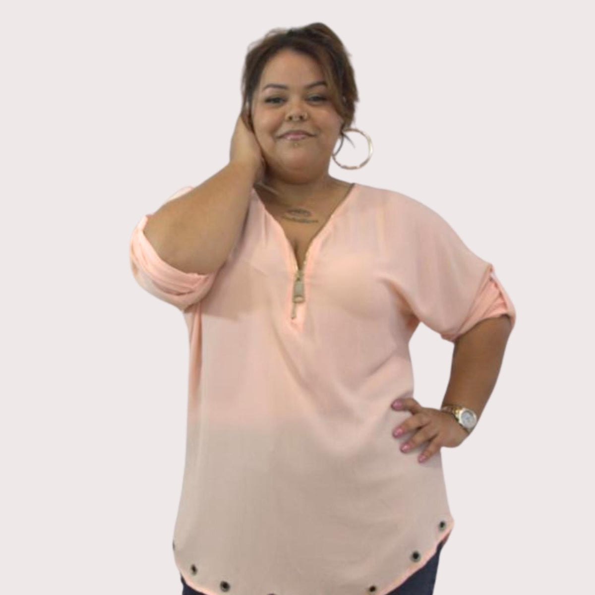 Top femme grandes tailles zippé Modèle Zéliane