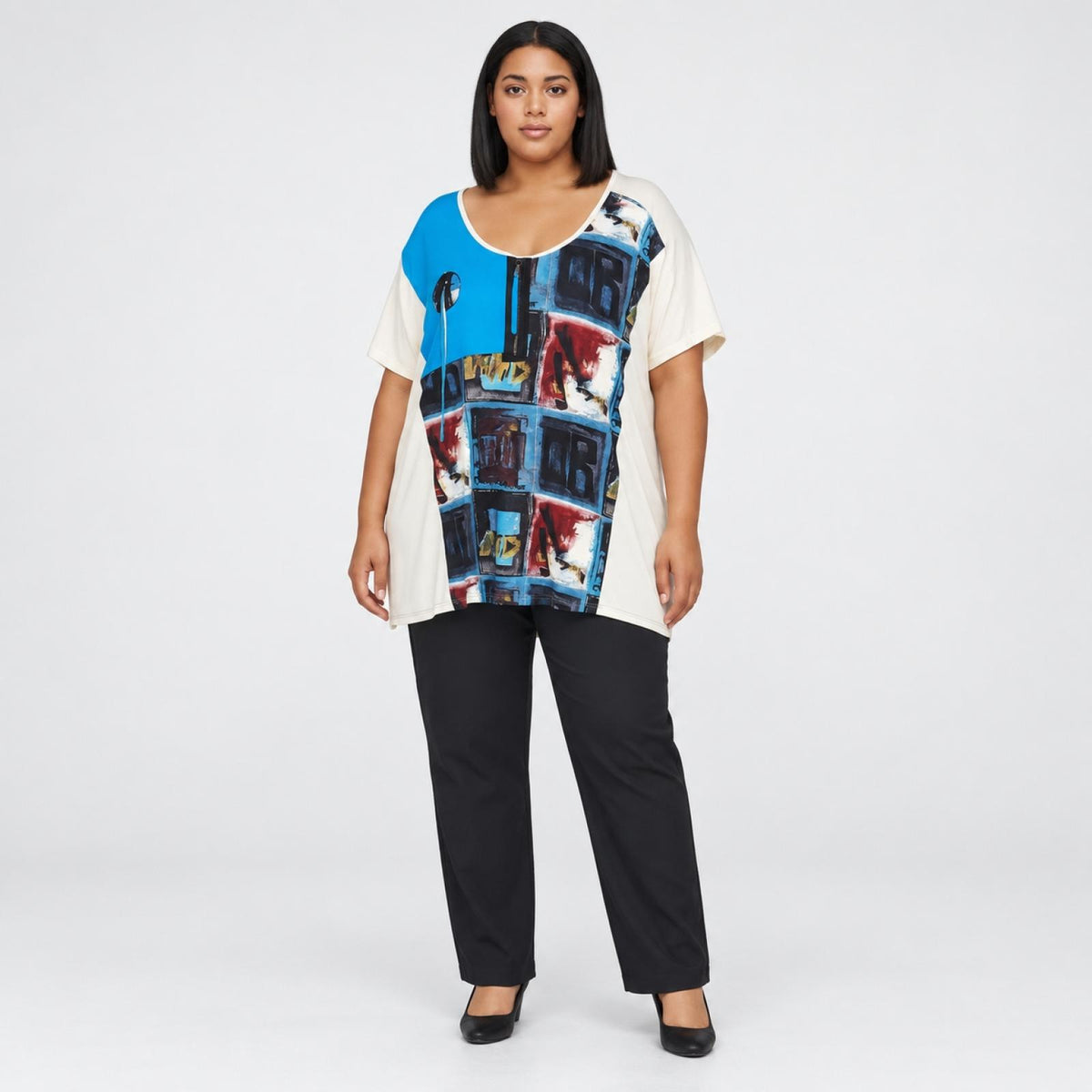 Top femme graphique bleu Modèle Valeria