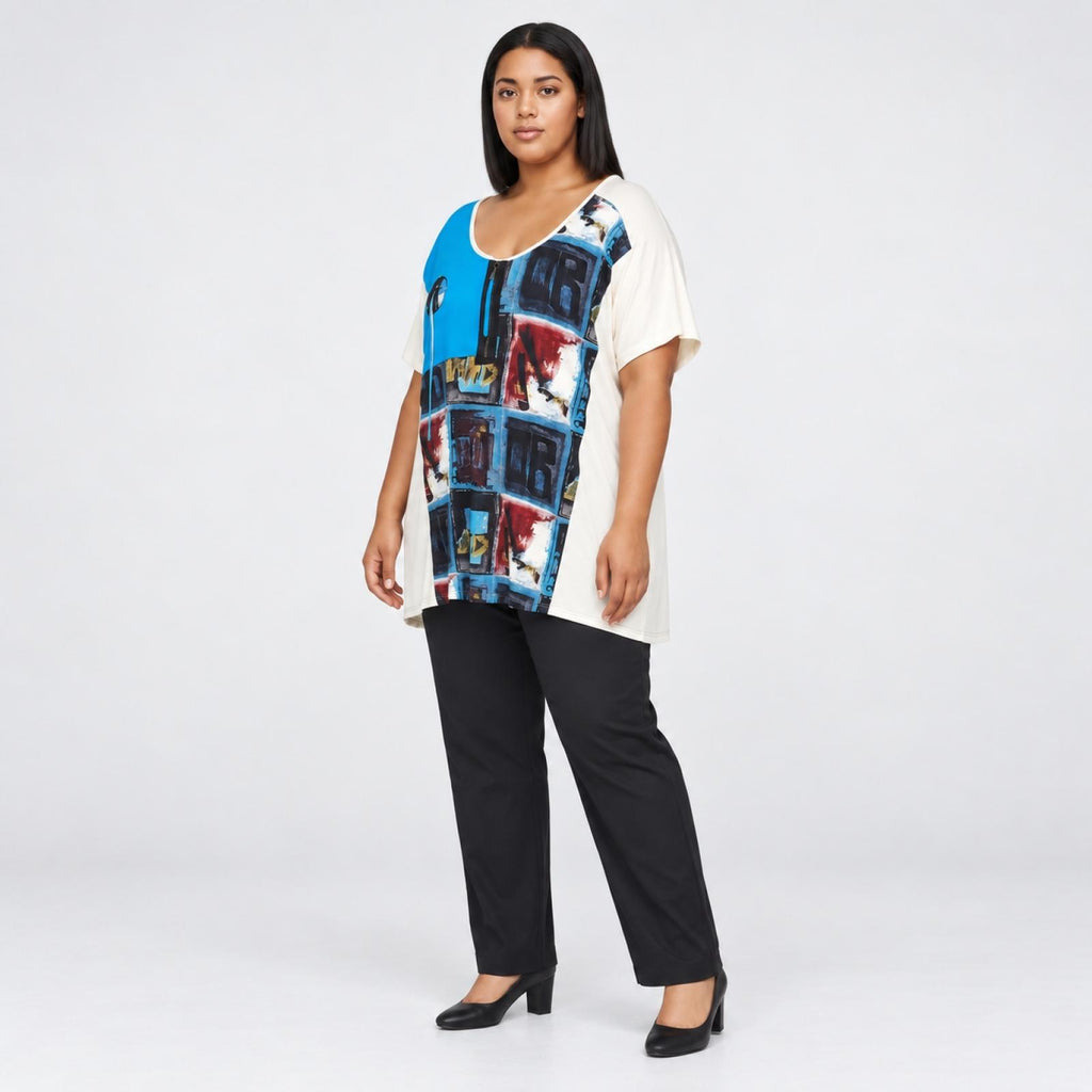Top femme graphique bleu Modèle Valeria - vue 3