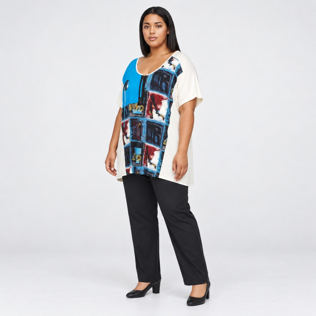 Top femme graphique bleu Modèle Valeria - vue 3