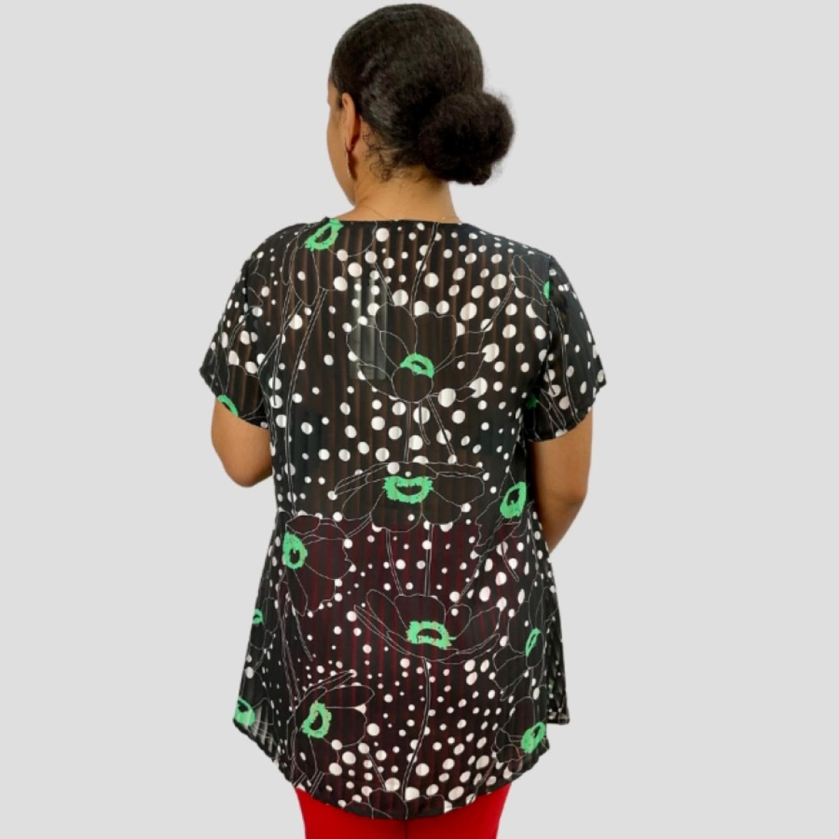 Top femme imprimé floral vert Modèle Sydney - Santa Mode - vue 2