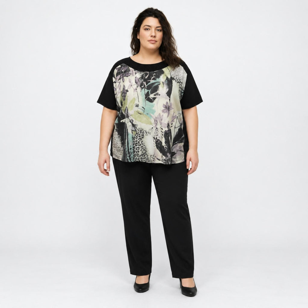 Top femme noir imprimé Modèle Hikari