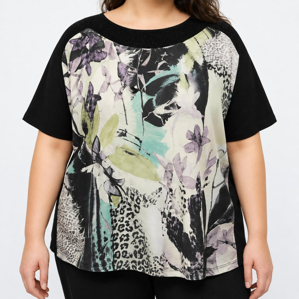 Top femme noir imprimé Modèle Hikari - vue 2