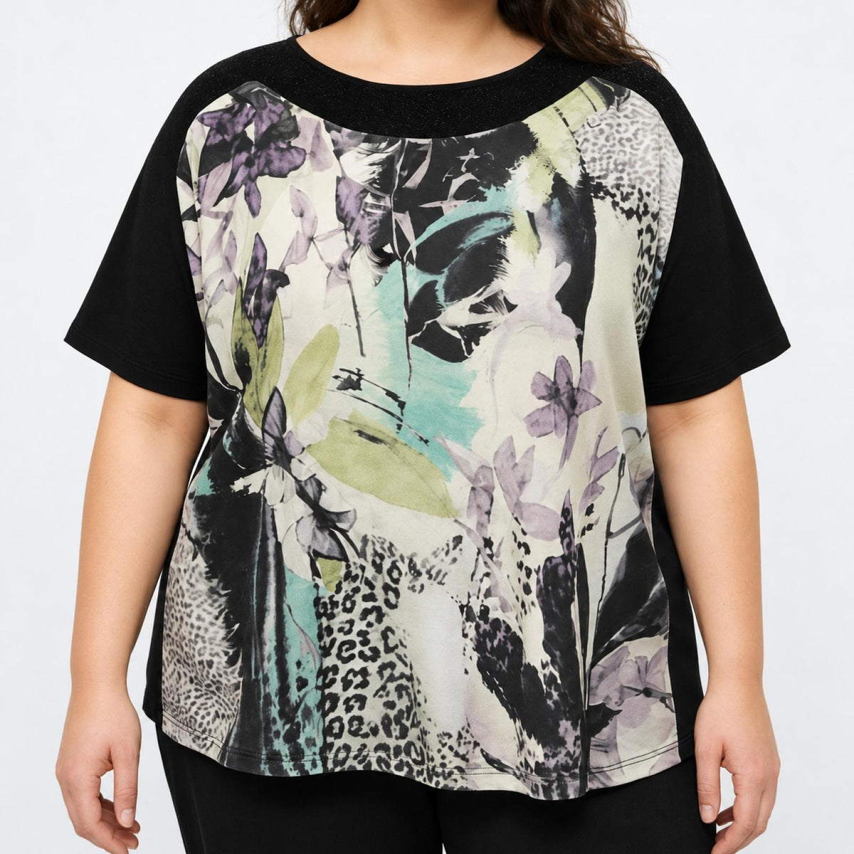 Top femme noir imprimé Modèle Hikari - vue 2