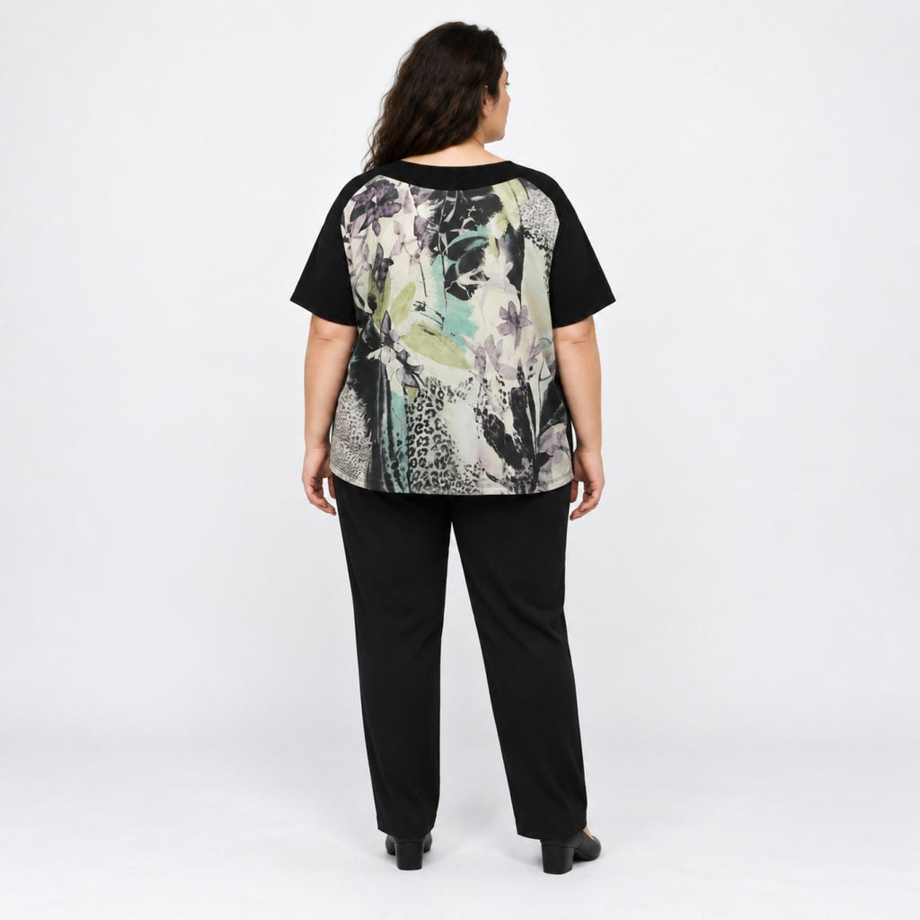 Top femme noir imprimé Modèle Hikari - vue 4