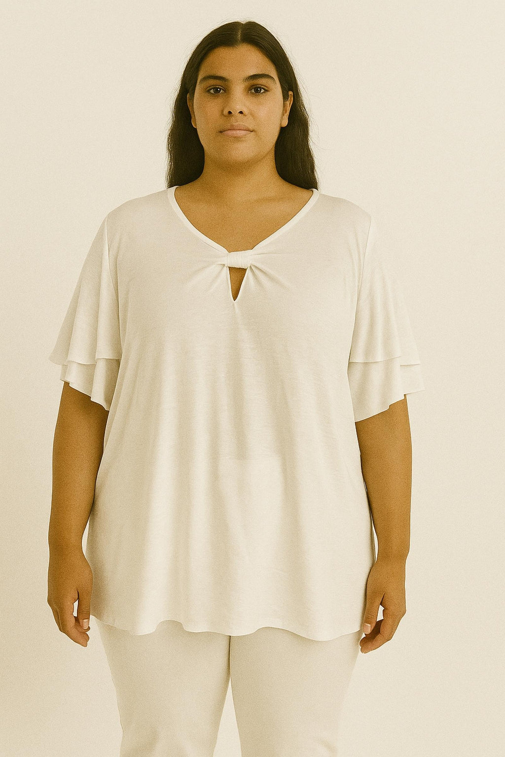 Top grandes tailles blanc à nœud Modèle Siréna - Santa Mode
