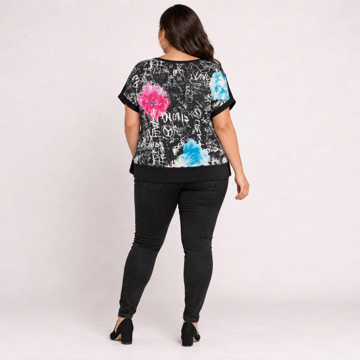 Top grandes tailles fleuri col V Modèle Clara - vue 4