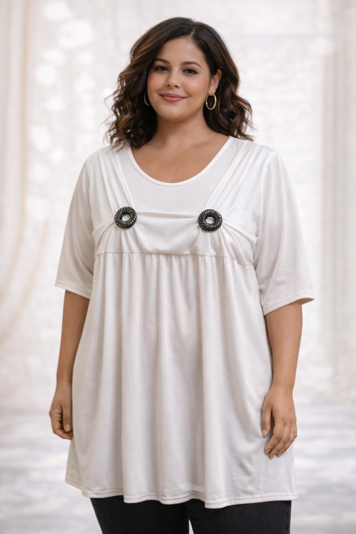 Top grandes tailles fluide blanc Modèle Soraya