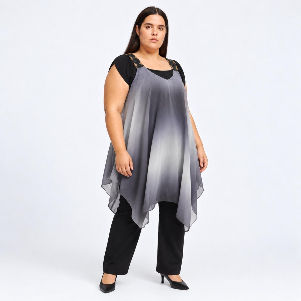 Top grandes tailles voilage asymétrique Modèle Aveline - vue 3