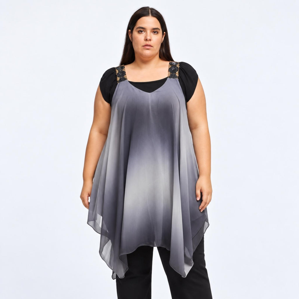 Top grandes tailles voilage asymétrique Modèle Aveline - vue 4