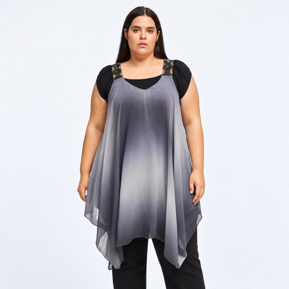 Top grandes tailles voilage asymétrique Modèle Aveline - vue 4