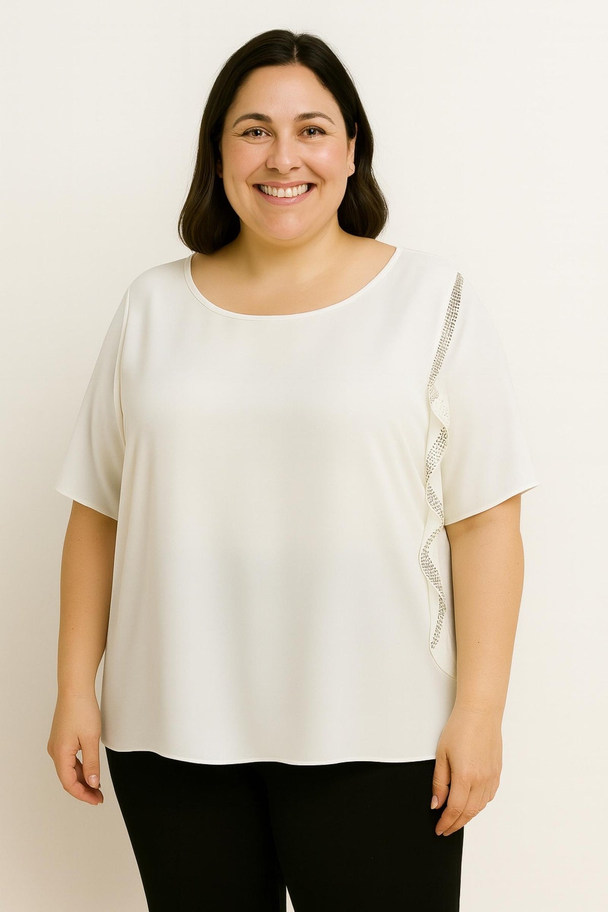 Top grandes tailles voilage blanc Modèle Lila - Santa Mode