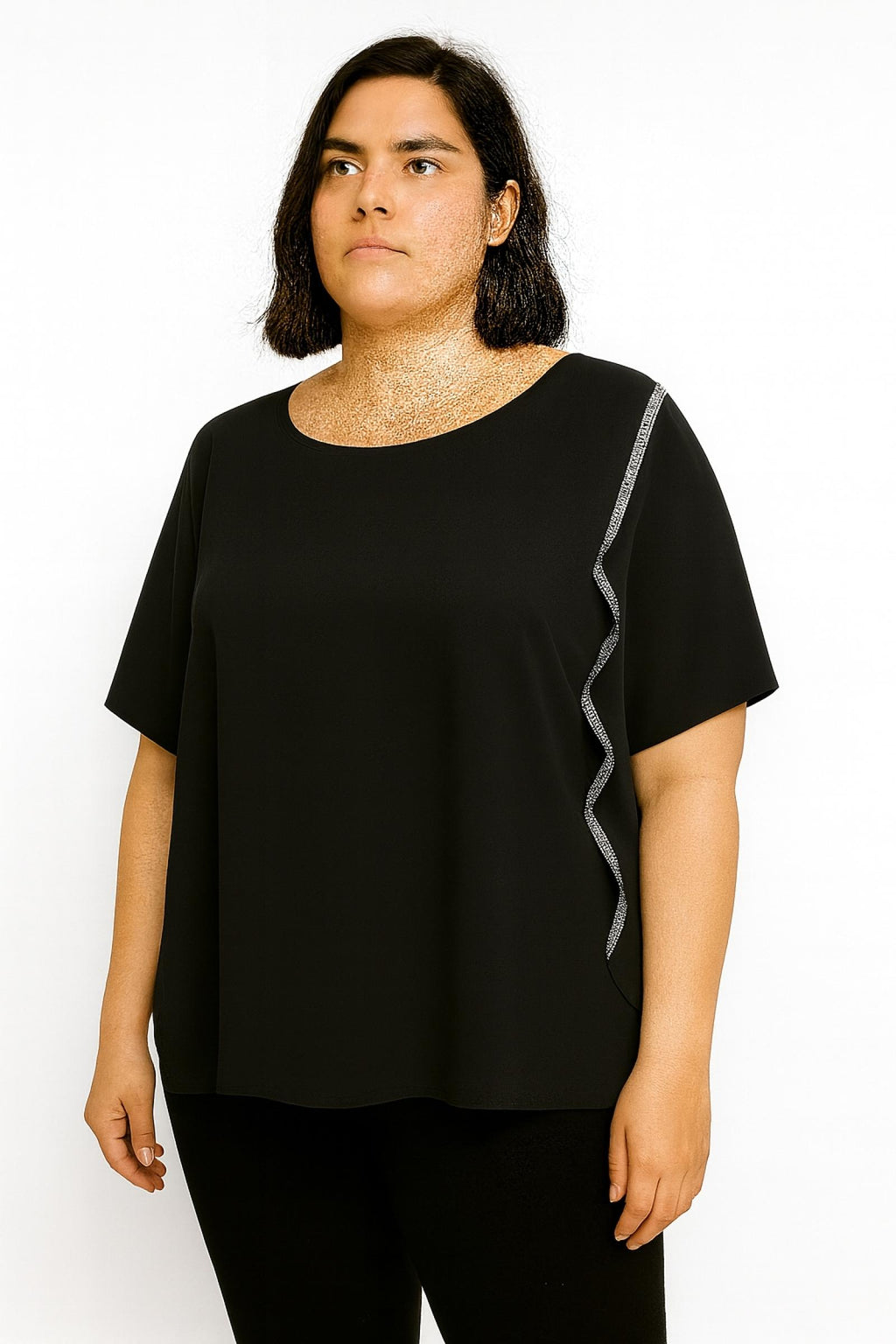 Top grandes tailles voilage noir Modèle Lila - Santa Mode
