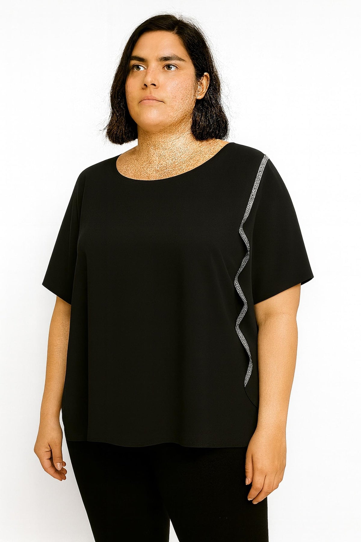Top grandes tailles voilage noir Modèle Lila - Santa Mode