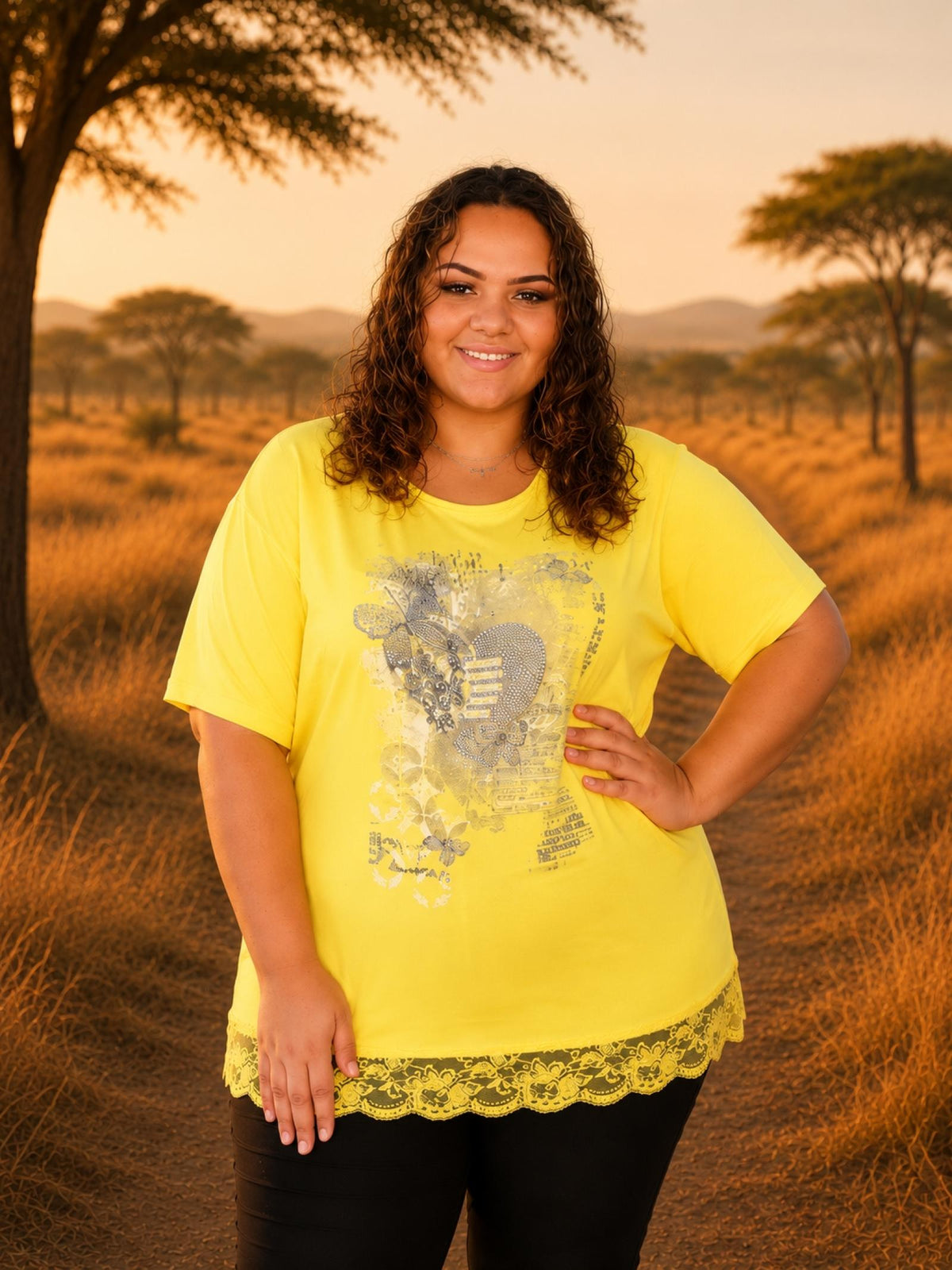 Top imprimé artistique jaune Modèle Calista