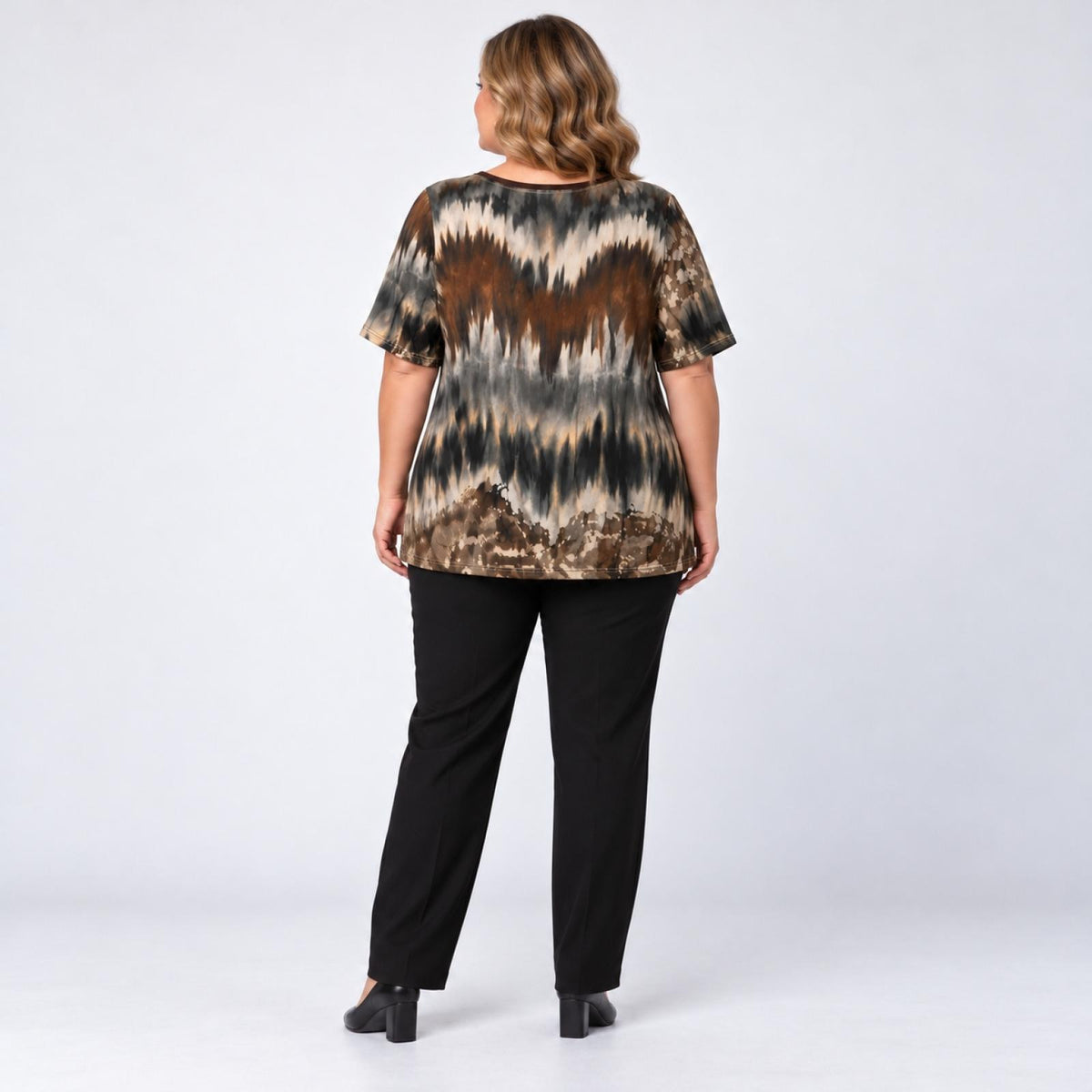 Top imprimé tie-dye marron Modèle Mianda - vue 2