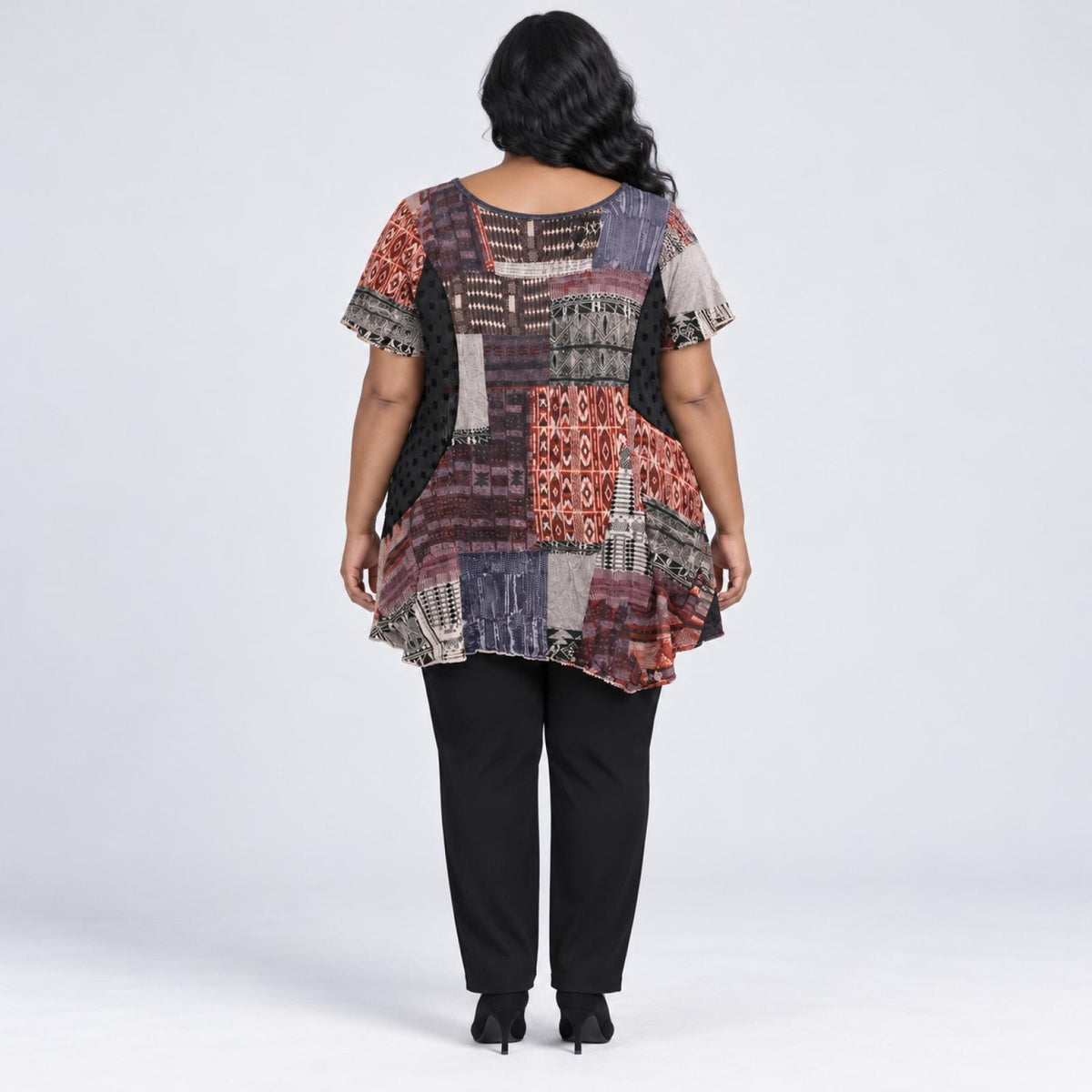 Tunique évasée à imprimé patchwork Modèle Maéra - vue 2
