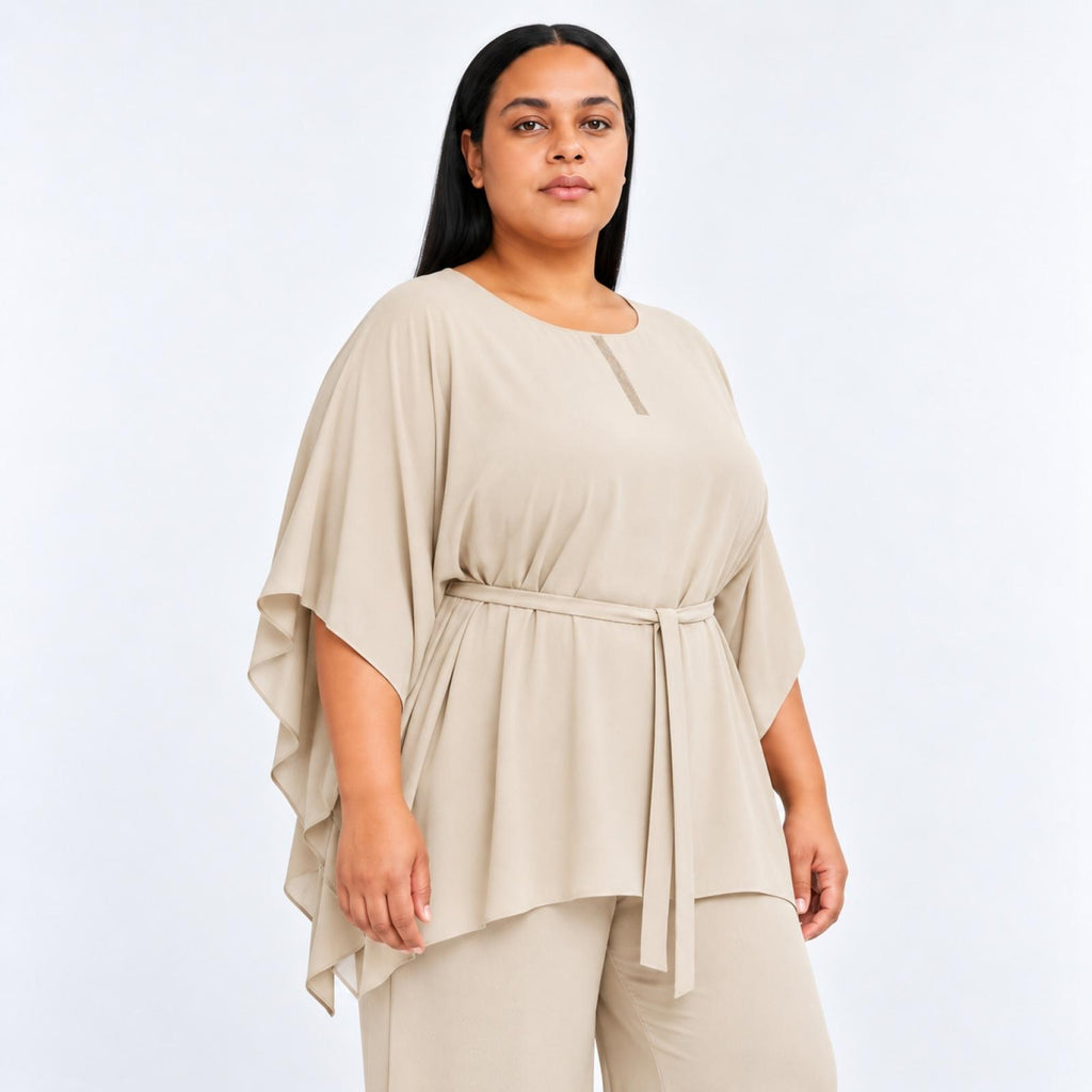 Tunique femme beige ceinturée Modèle Séphoraé - vue 2