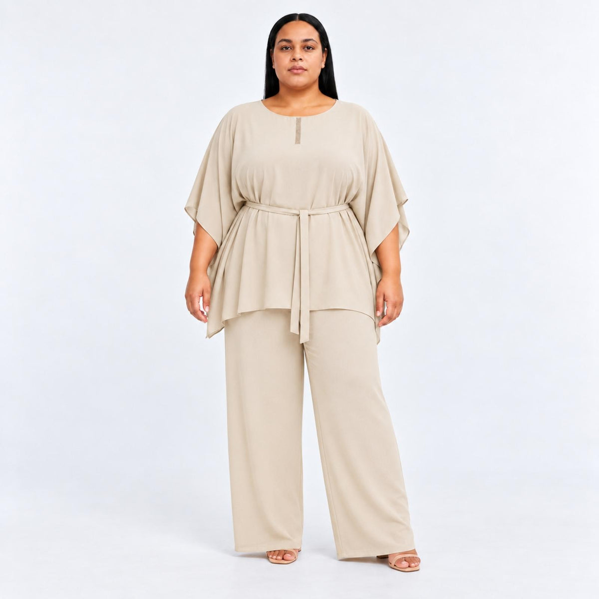 Tunique femme beige ceinturée Modèle Séphoraé - vue 4