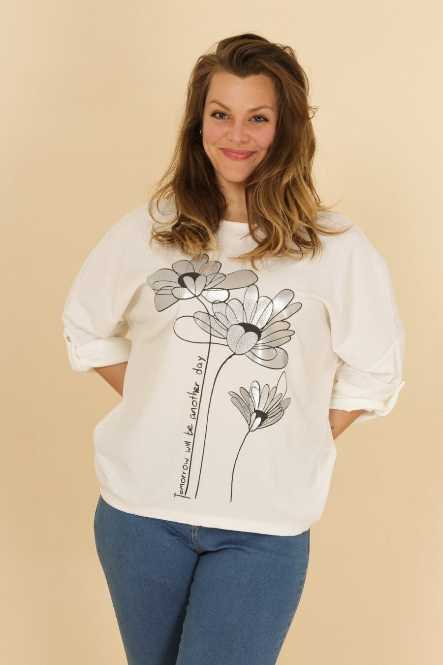 Tunique femme grandes tailles florale blanche Modèle Latina