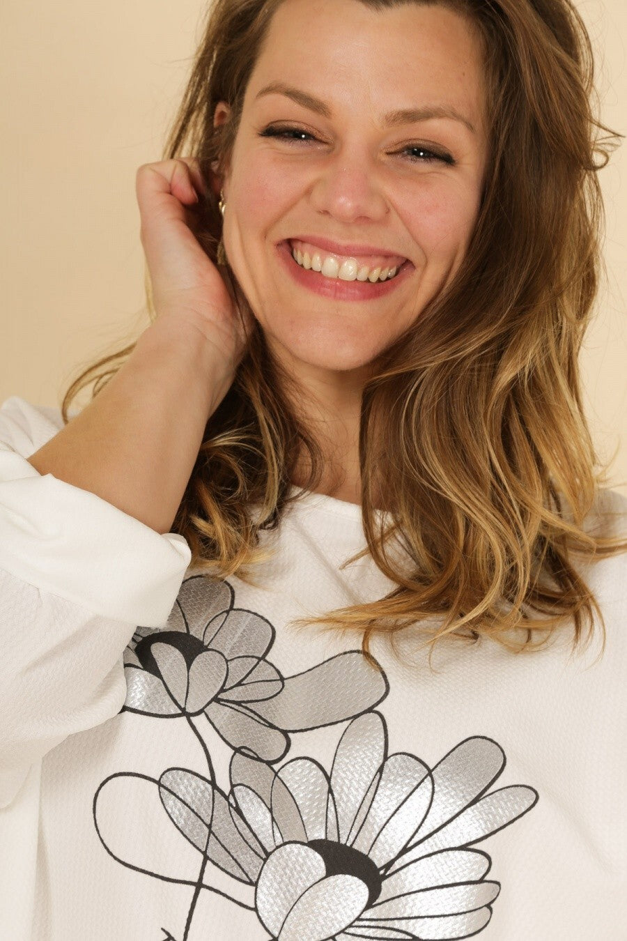 Tunique femme grandes tailles florale blanche Modèle Latina - vue 4