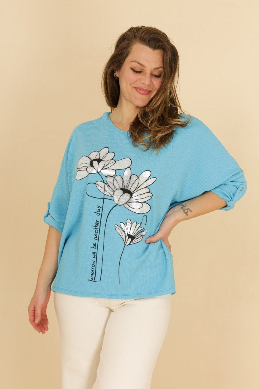 Tunique femme grandes tailles florale bleue Modèle Latina