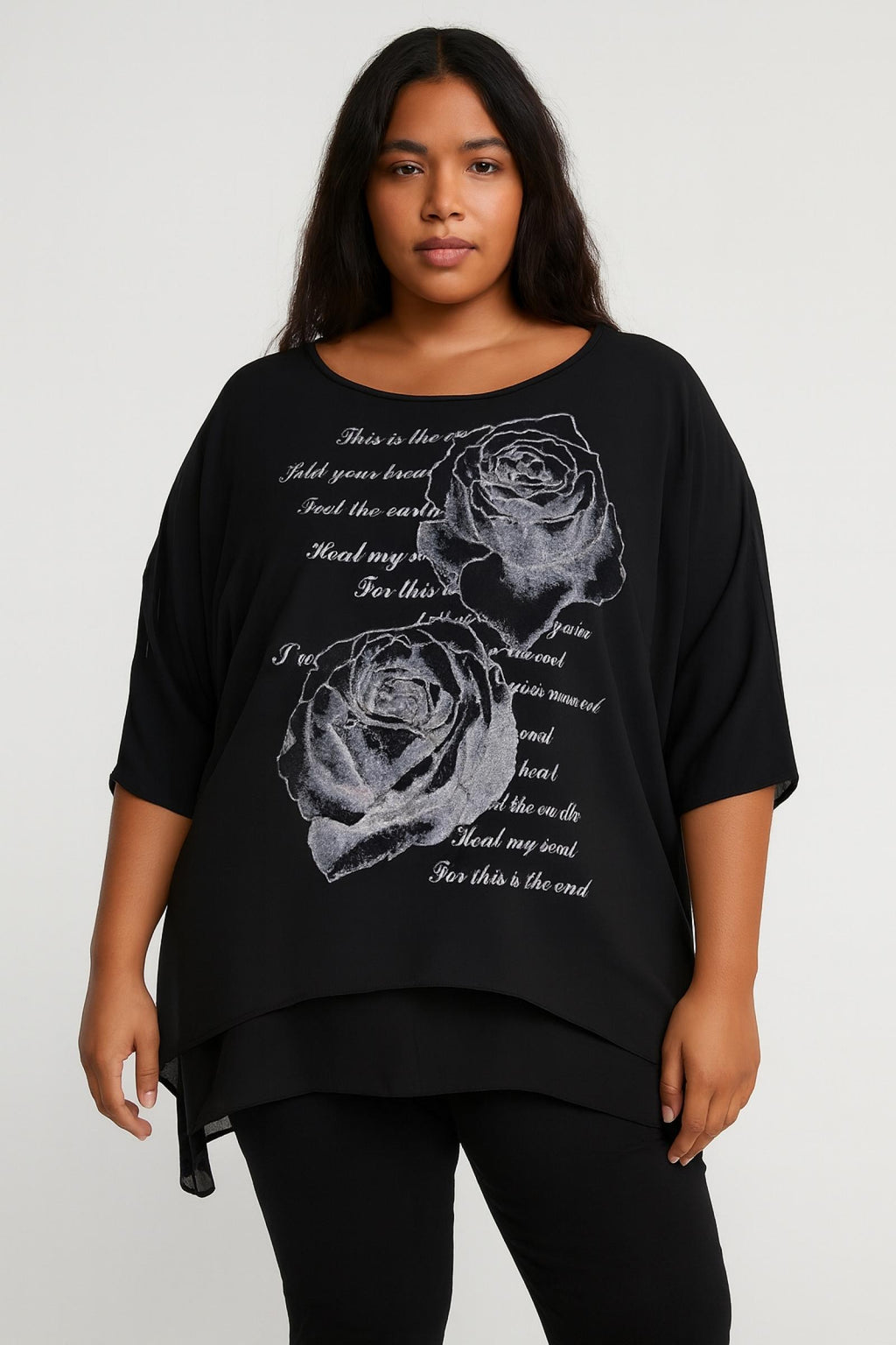 Tunique femme noire brodée Modèle Ishani - vue 2