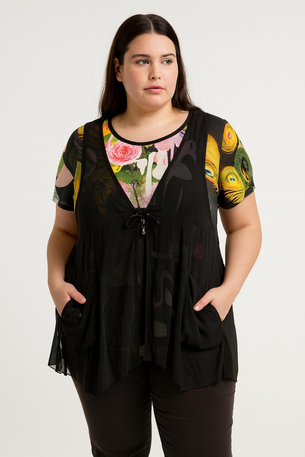 Tunique femme voile fleuri Modèle Bandipur