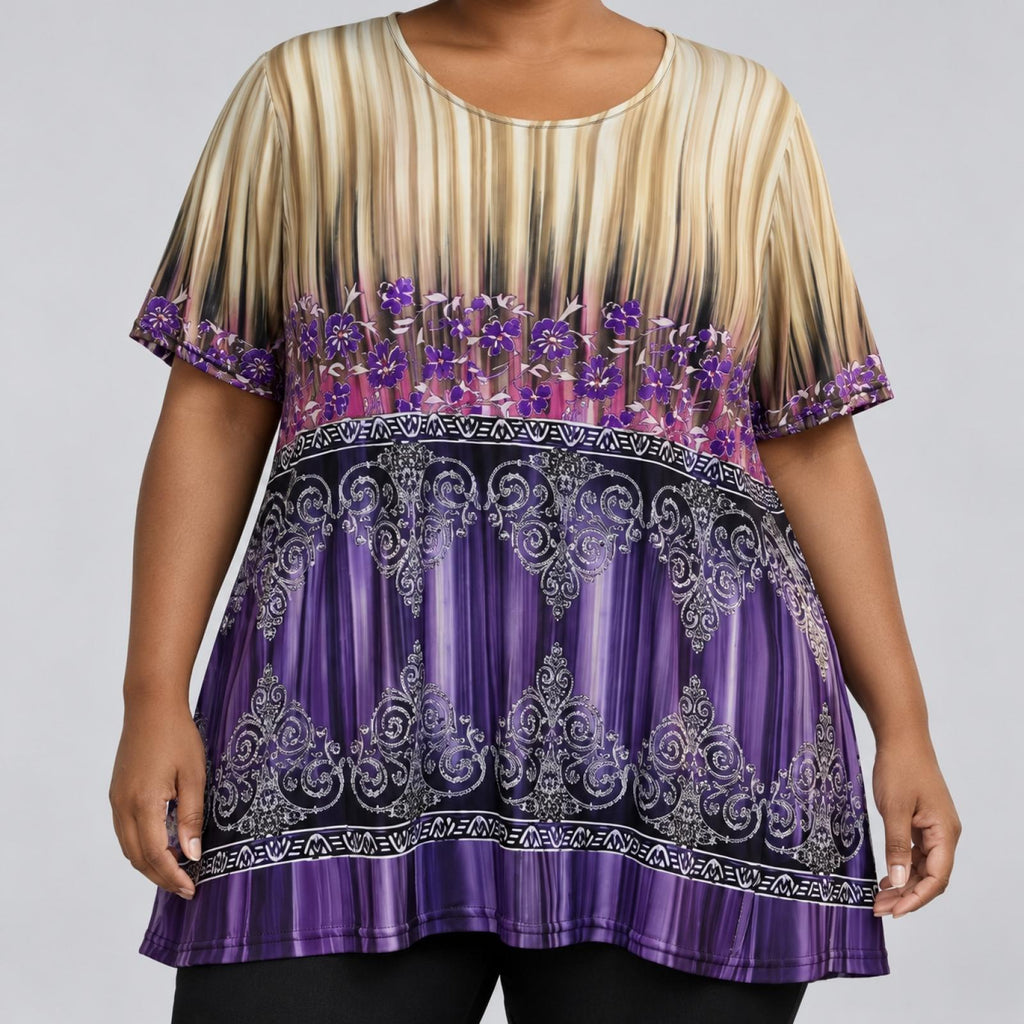 Tunique mauve à motifs baroques Modèle Cantebury - vue 2