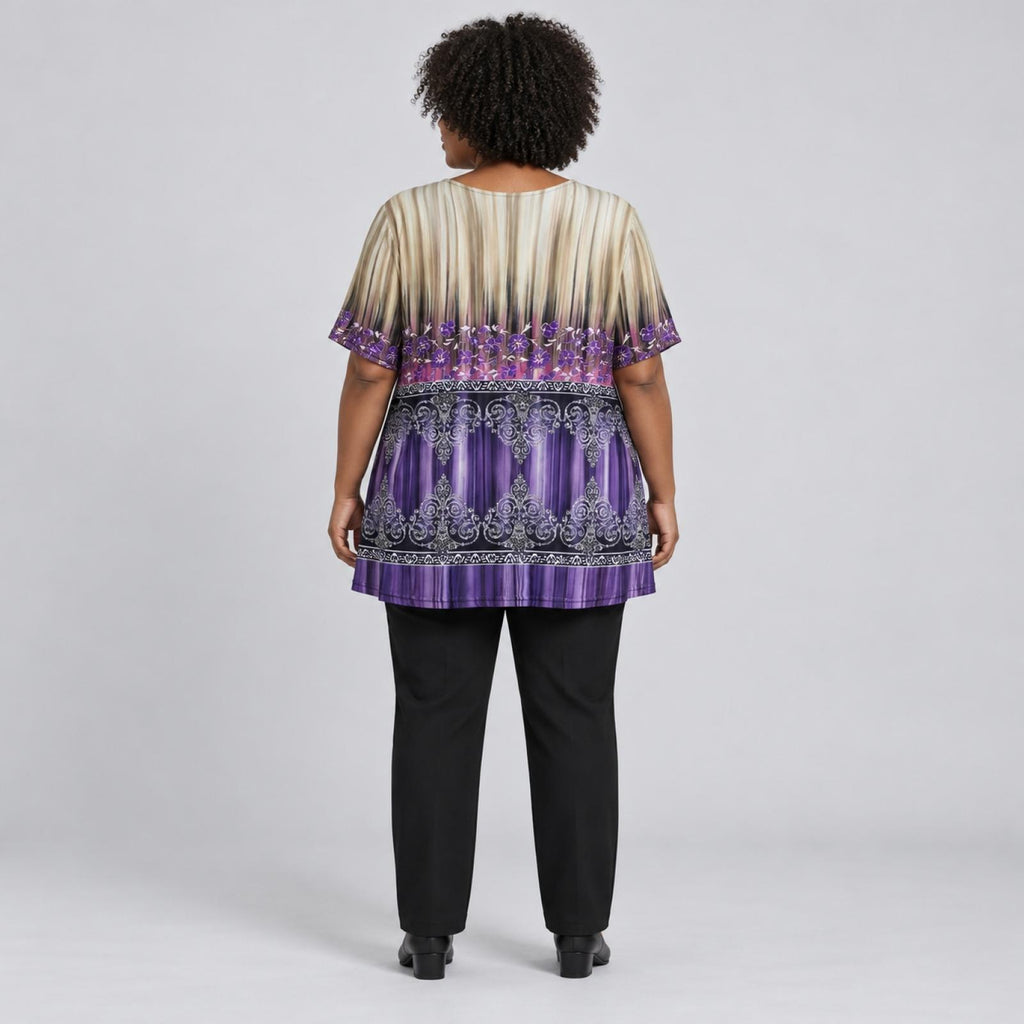 Tunique mauve à motifs baroques Modèle Cantebury - vue 3