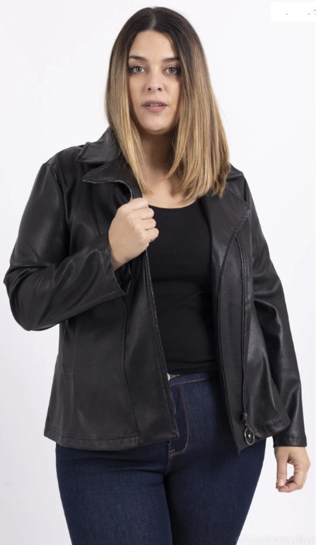 Veste femme grandes tailles simili cuir Modèle Jaqueta - Santa Mode