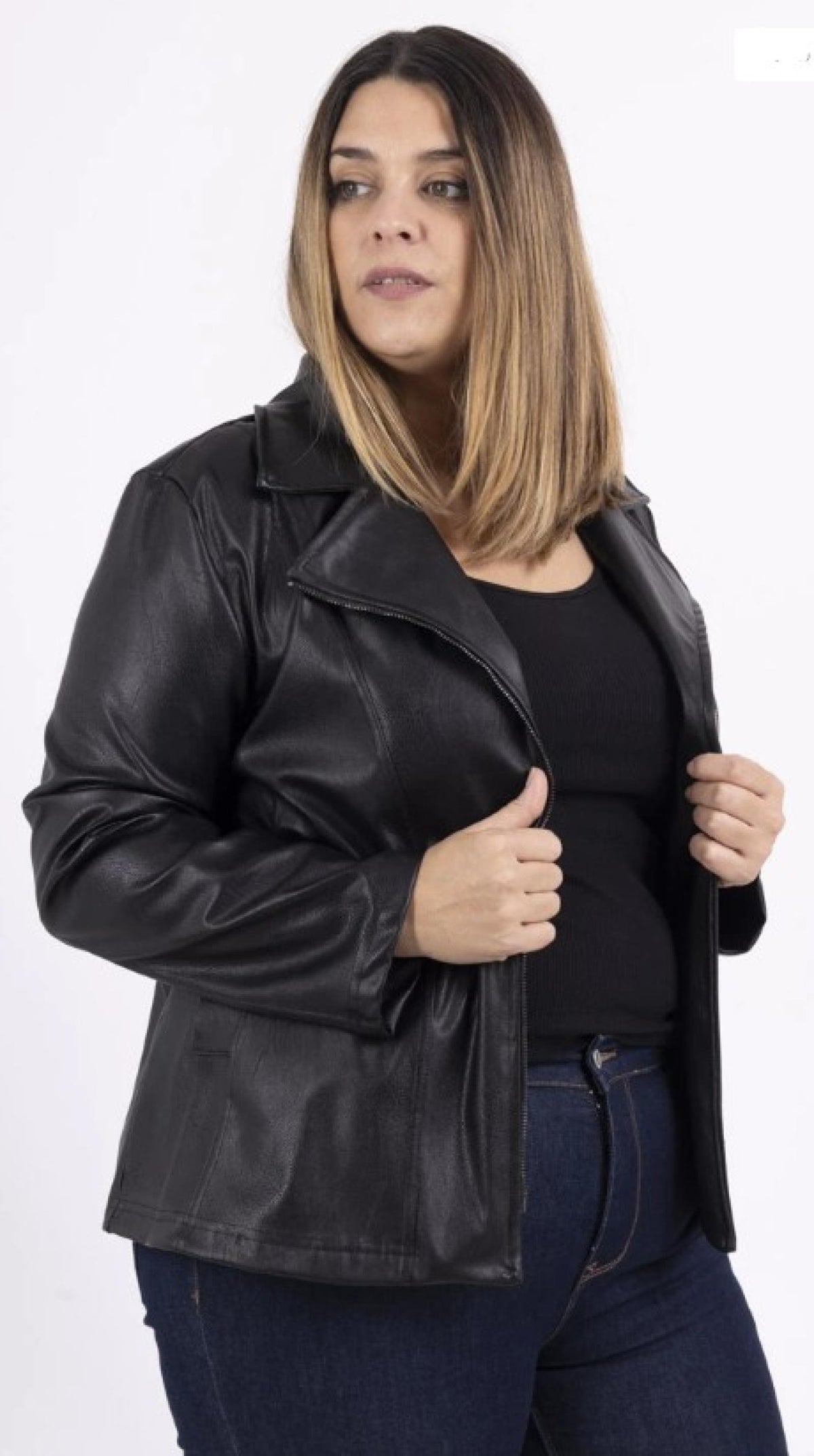 Veste femme grandes tailles simili cuir Modèle Jaqueta - Santa Mode - vue 2